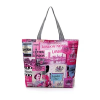 cartoon ladies nurse printed handbag foldable high capacity women shoulder bag eco reusable shopping bag chic travel beach bag