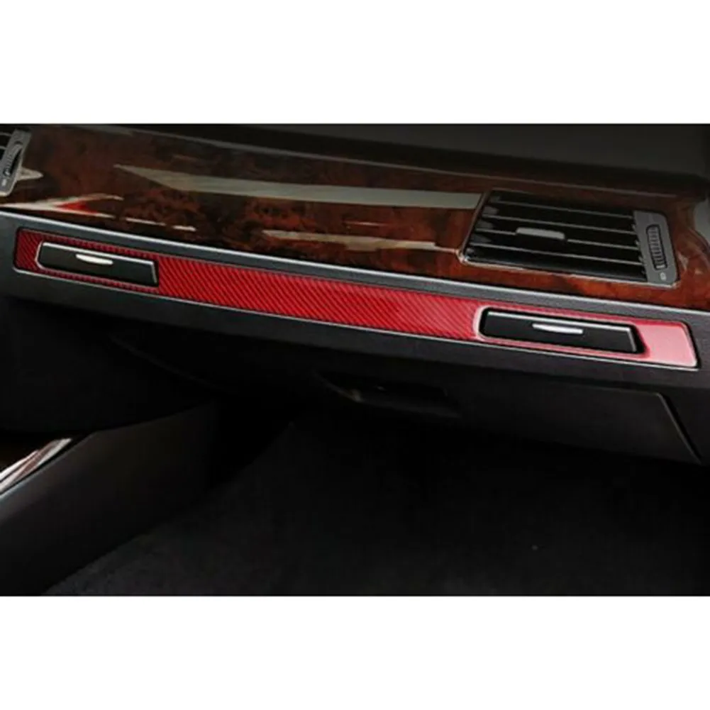 

Accessories Cup Holder Carbon Fiber Panel Copilot Decal In-Car Red Trim