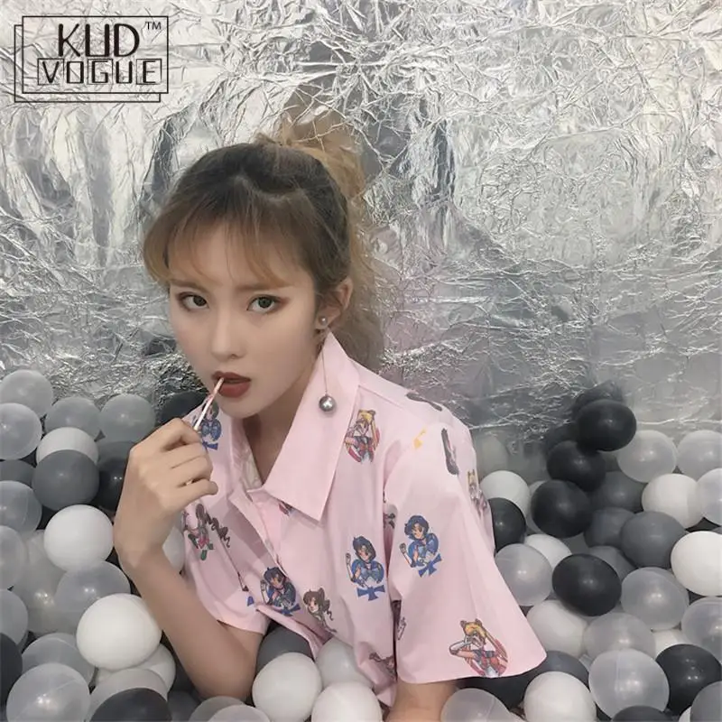 Розовая футболка с коротким рукавом и рисунком моряка Муна женская в стиле