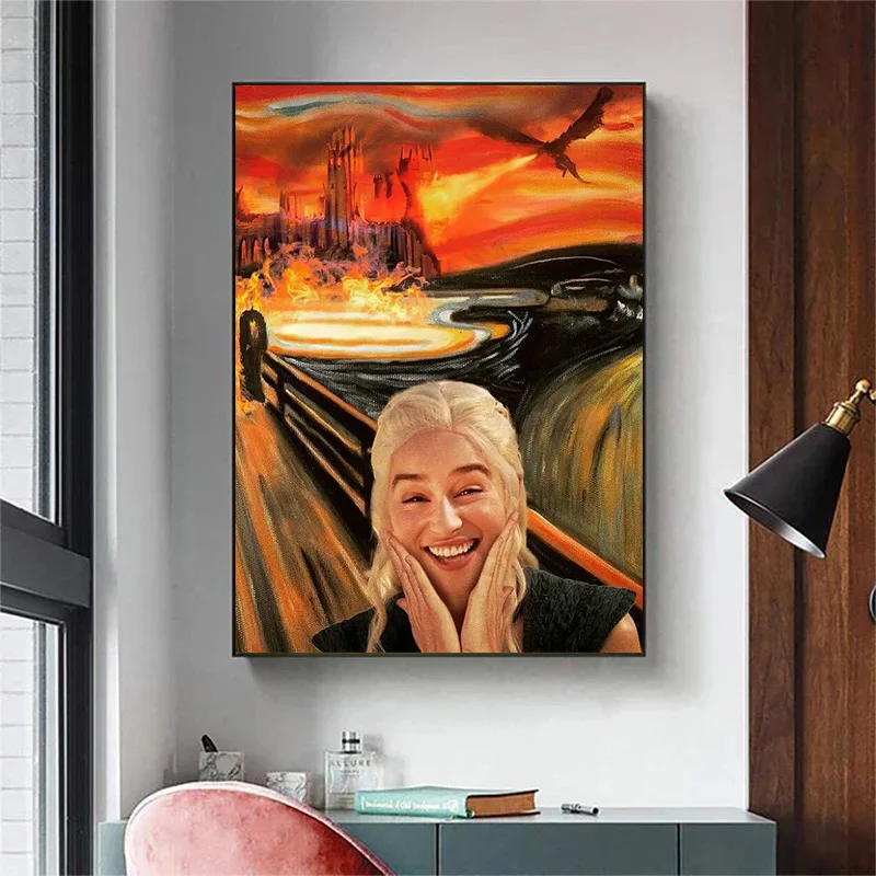

Famous Movie Scenes And Daenerys Canvas Painting Fire Dragon Posters And Prints Wall Art Pictures For Living Room Decoration