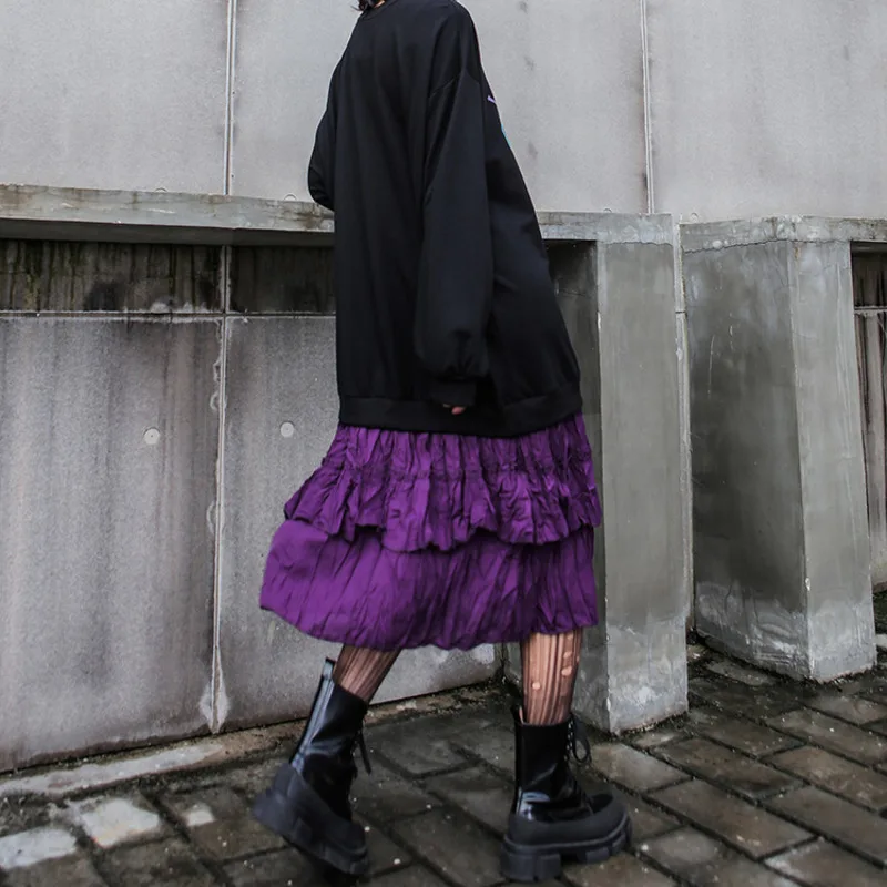 QING MO женское платье с буквенным принтом Черное лоскутное цветное Плиссированное