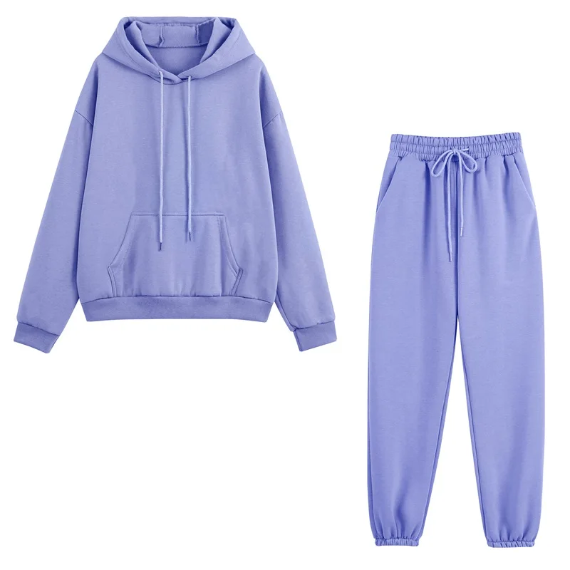 

2021NEW Tracksuits Women Two Pieces Set Hooded Oversized Sweatshirt Pants Solid Color Hoodie Suits Autumn Winter Casual Outfits