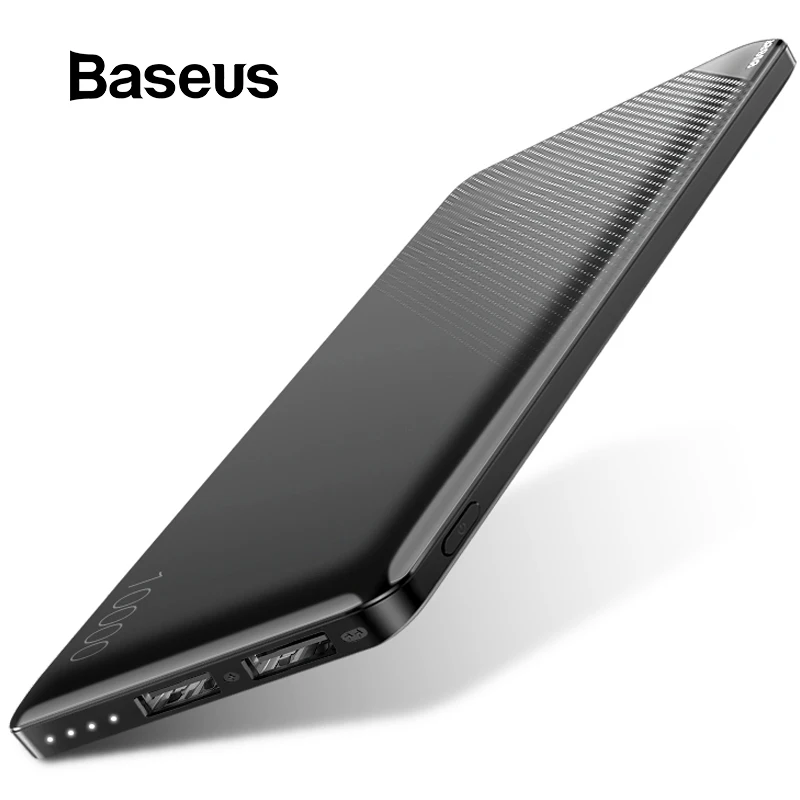 Baseus 10000 мАч Внешний аккумулятор для iPhone, мобильный телефон, внешний аккумулятор, Мини Портативный внешний аккумулятор, зарядное устройство с двумя usb-портами, внешний аккумулятор