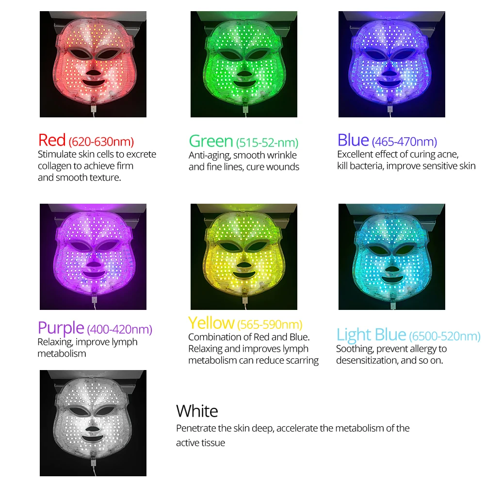 

DIOZO Beauty Photon LED Facial Mask Therapy 7 colors Light Rejuvenation Wrinkle Face Beauty Skin Care Tool Acne Removal Photon