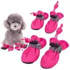 4 шт. Нескользящие ботинки для собак, защита от дождя, снега, ботинки с регулируемым шнурком, светоотражающие ботинки для любой погоды