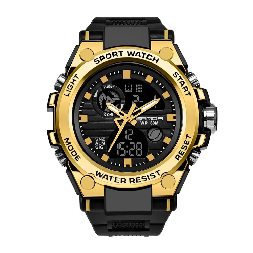 E reloj мужские спортивные часы с двойным дисплеем Аналоговый Цифровой светодиодный электронный модные наручные часы reloj hombre erkek kol saati - Цвет: E