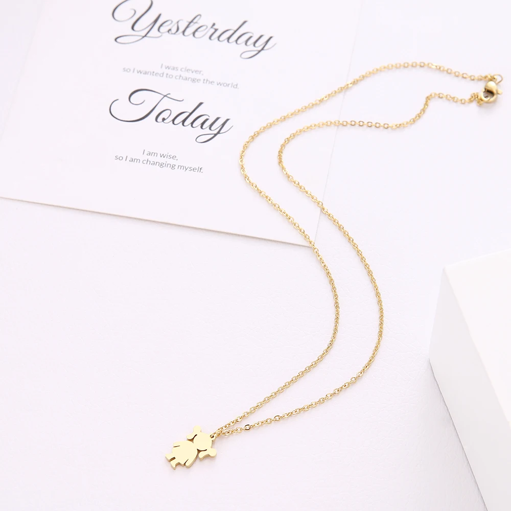 DOTIFI Stainless Steel Necklace For Women Little Girl Choker Chain Pendant Gold Necklaces Engagement Jewelry | Украшения и