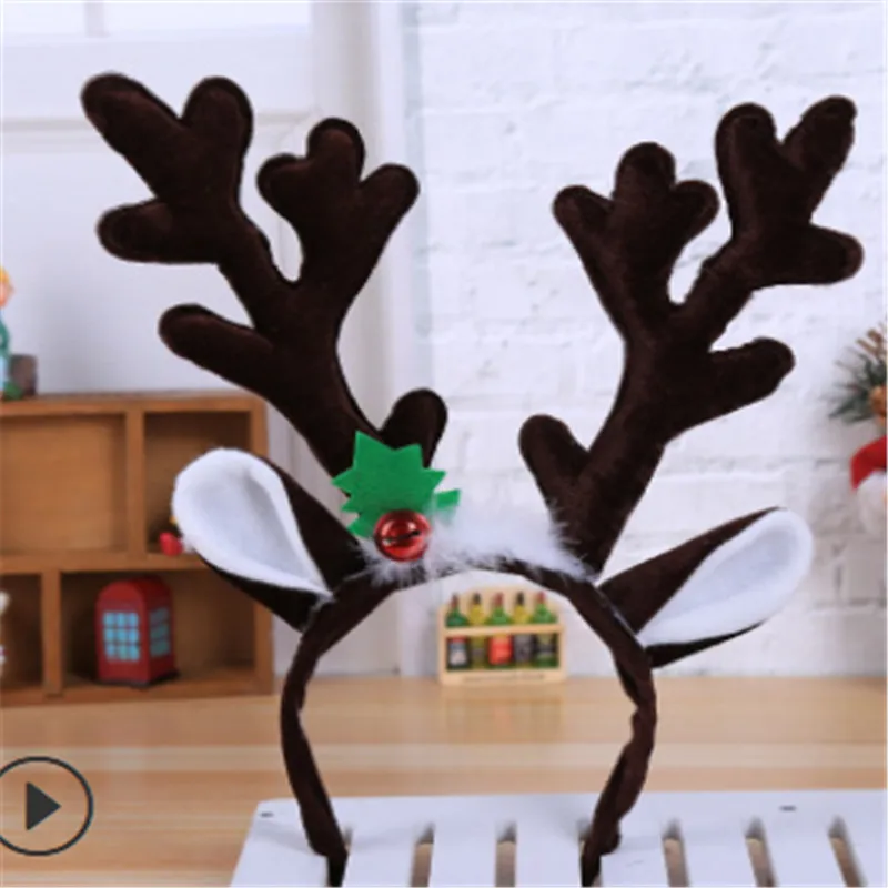 Рождественская повязка на голову с ушками оленей аксессуары для волос взрослых и
