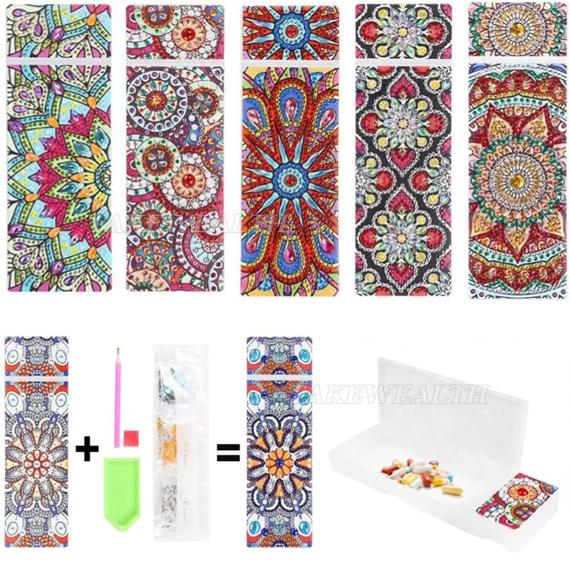 5D DIY Алмаз особенной формы живопись 2 сетки канцелярские карандаши коробка Стразы Алмазная вышивка Мандала чехол для хранения подарки