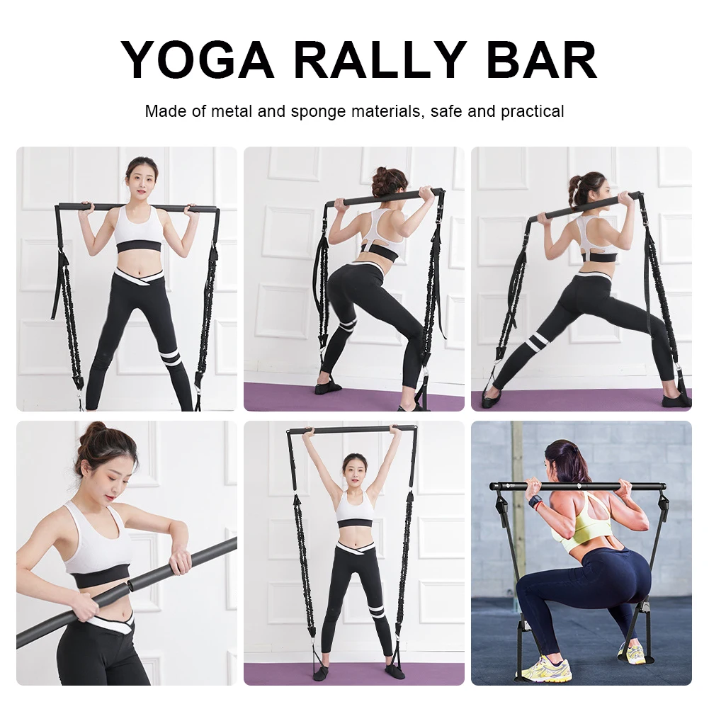 

Pilates Bar Portable Exercise Stick Black Metal Yoga Exercise Pilates Bar for Weight Training Muscle Toning High Quality
