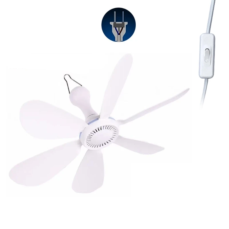 

AC 220V 20W 6 Leaves One Speed 20.4in Ceiling Fan mini Fan Dormitory Hanging fan with 1.8m Power Cable On Off Switch