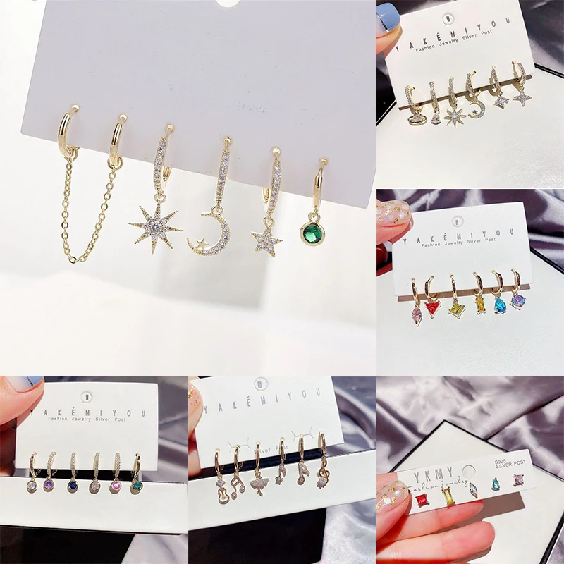 

High-end Brands Earrings Cubic Zirconia round Colored crystal Sets Earrings Fashion Jewelry For Women nobility Jewelry