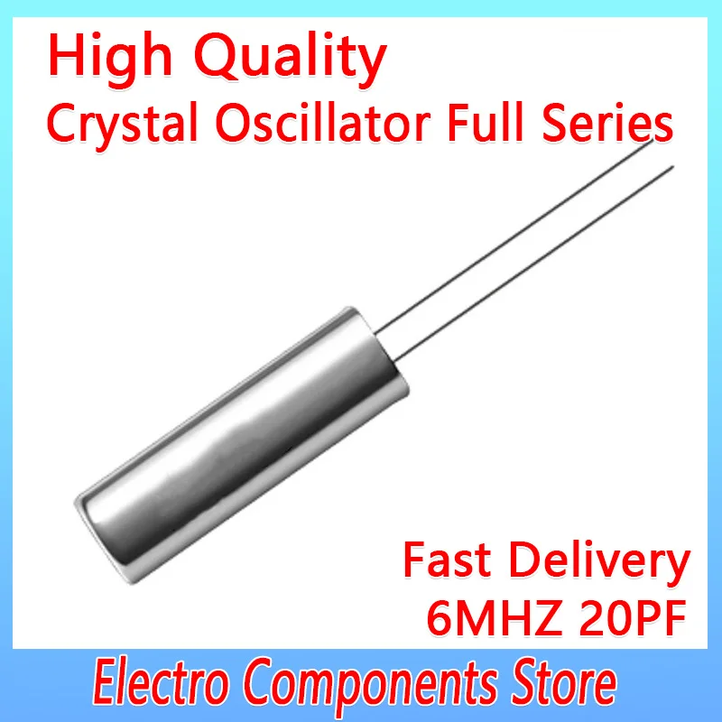 

10PCS/Lot 2Pin 2060 6MHZ Frequency Resonator Oscillator Quartz Crystal Cylender 2*6mm 20PF ±20PPM Passive Crystal Oscillator