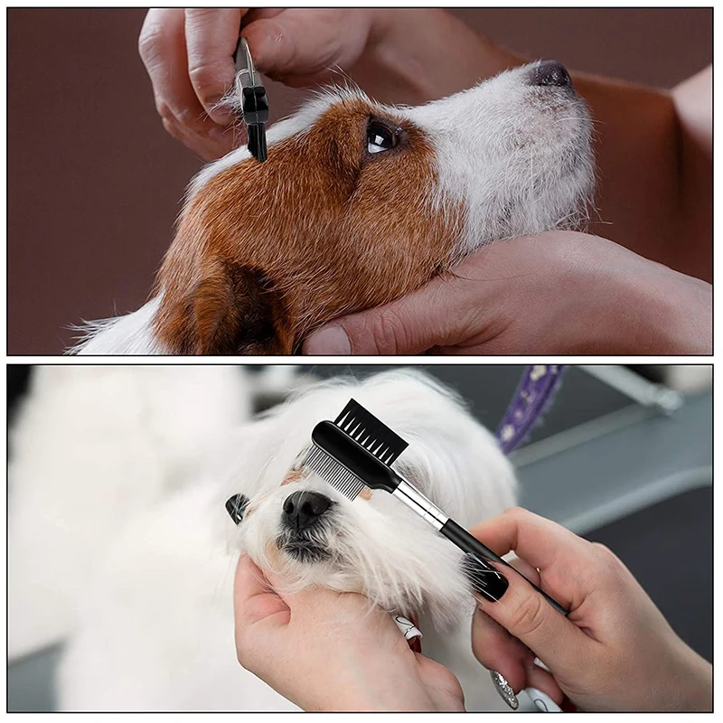 

12 Pieces Dog Tear Stain Remover Comb Double-Sided Dog Eye Comb Brush with a Storage Bag Pet Grooming Comb Multipurpose
