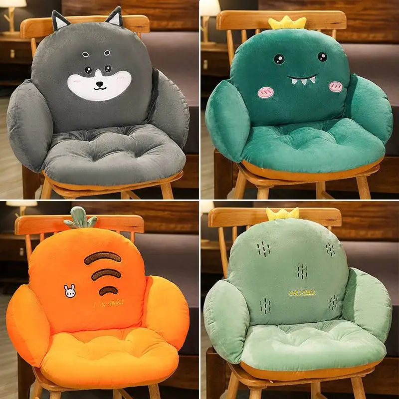 Coj&iacute;n de felpa con dibujos de zanahoria, dinosaurio, cerdo, Animal, para silla, coj&iacute;n para asiento trasero de oficina en casa, almohada de soporte Lumbar antideslizante-0