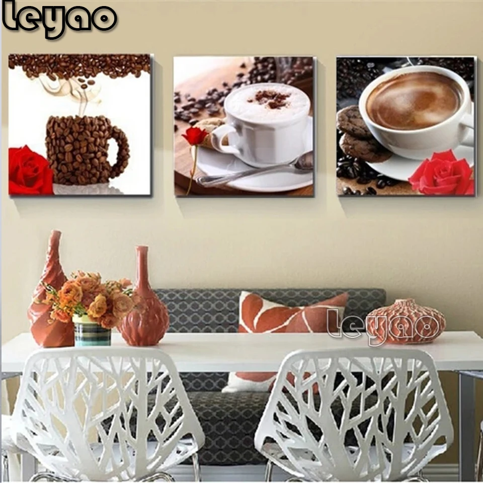 

Diy Diamond Painting full square/round drill Coffee Love 3 Piece Diamond Embroidery Sale Home Decor Triptych