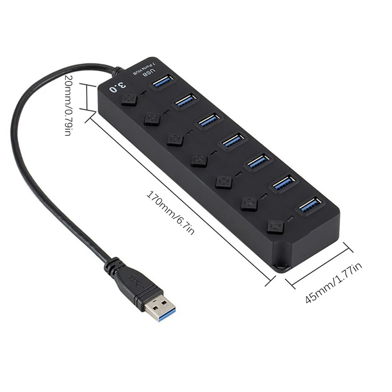 7 портов USB 3 0 концентратор 5 Гбит/с Высокая скорость включения выключения