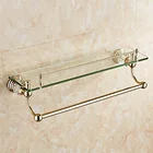 Хрустальная Золотая полка для ванной, стеклянная полка для ванной комнаты, вешалка для полотенец, туалетный столик с удочкой