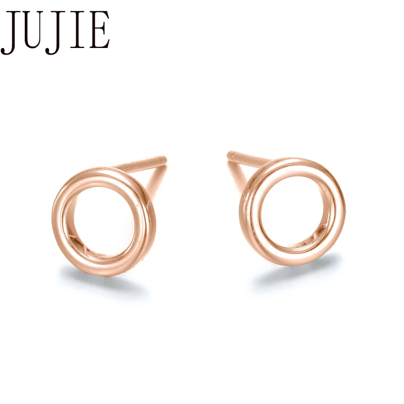 

JUJIE 3 Color Simple Stainless Steel Stud Earrings For Women Donuts Earrings Fashion Circle Earrings wholesale