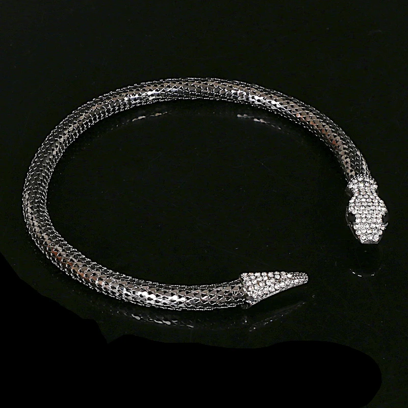 Позолоченное и посеребренное ожерелье-змейка Колье женское колье Femme Bijoux Black Gun короткое колье, цепочка с кристаллами