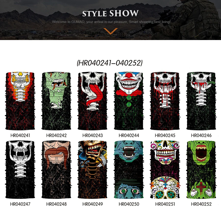 Летняя крутая повязка на шею наполовину покрывающая лицо с принтом маска для