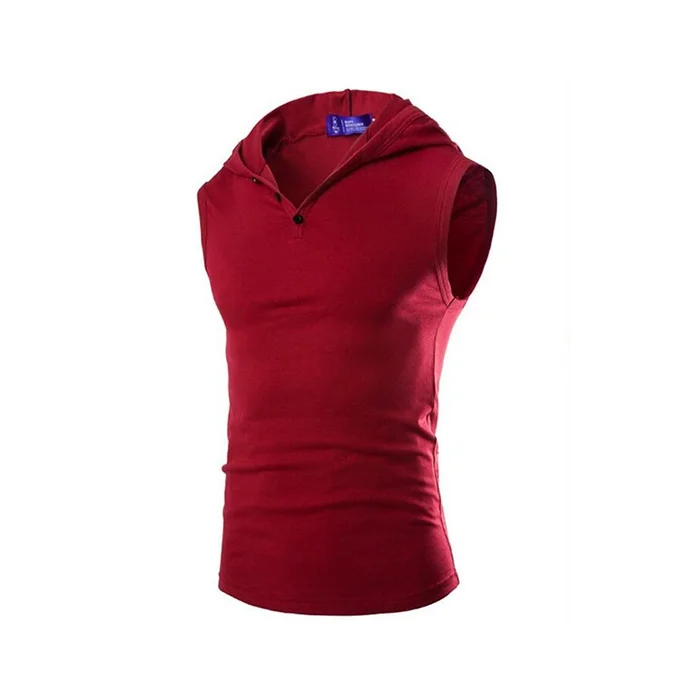 Men's sleeveless Hoodie solid color casual vest tight T-shirt comfortable training clothes | Мужская одежда