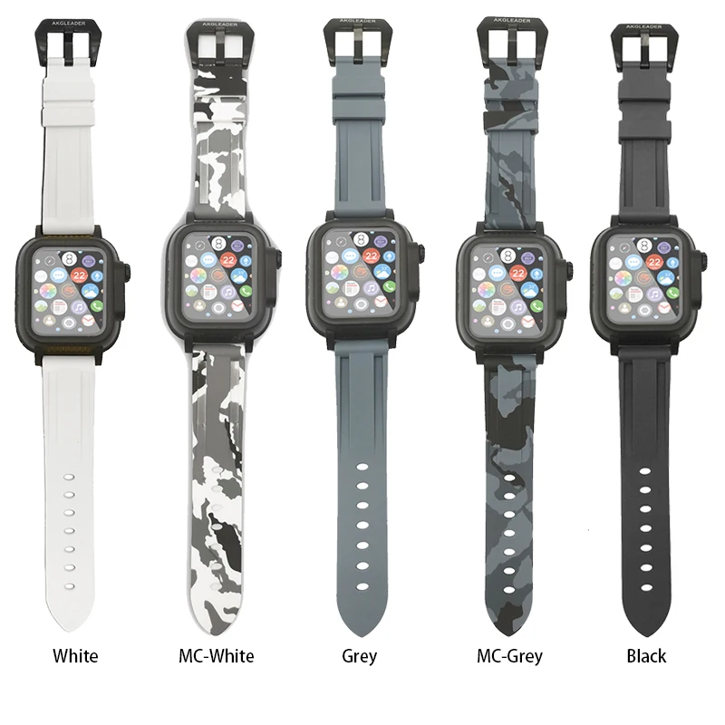 Ремешок Камуфляжный для Apple Watch Series 5 4 40/44 мм резиновый водонепроницаемый браслет 3