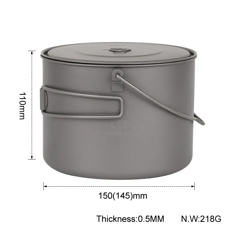 POT-1600-BH TOAKS 1600 мл горшок сверхлегкий титановый Haning горшок Открытый Кемпинг горшок чаша титановое покрытие титановая чашка POT-1600-BH - Цвет: POT-1600-BH