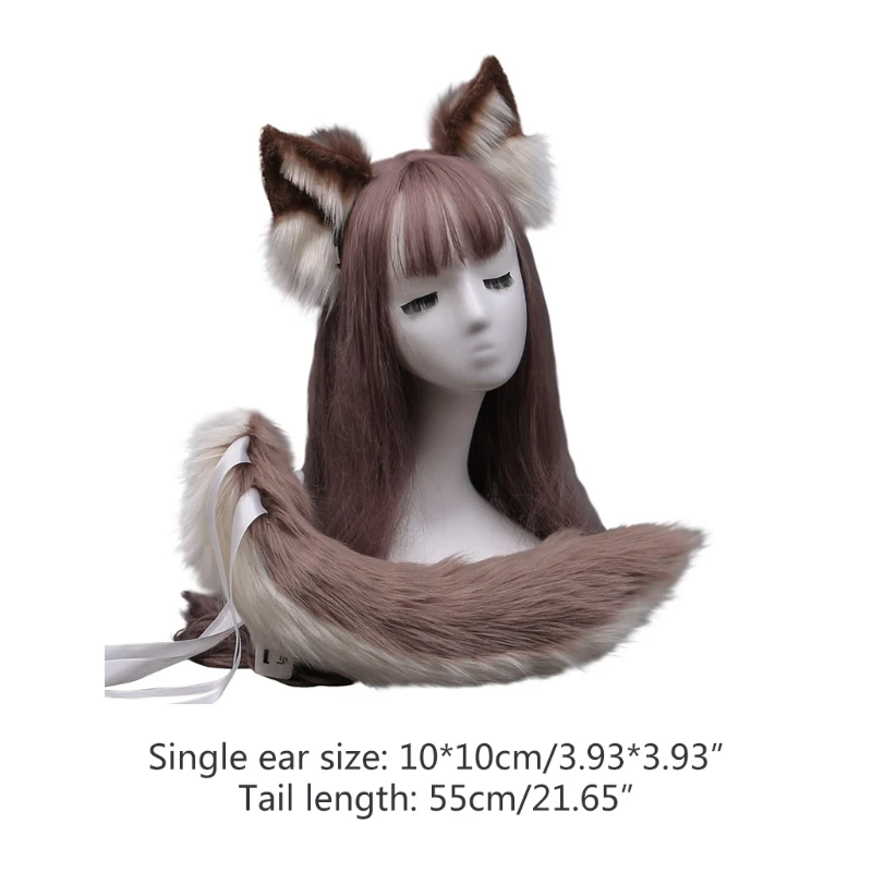 

Faux Fur Wolf Ears Headband Furry Animal Tail Cosplay Props Carnival Party Fancy Dress Halloween Costume M16 21 Dropshipping