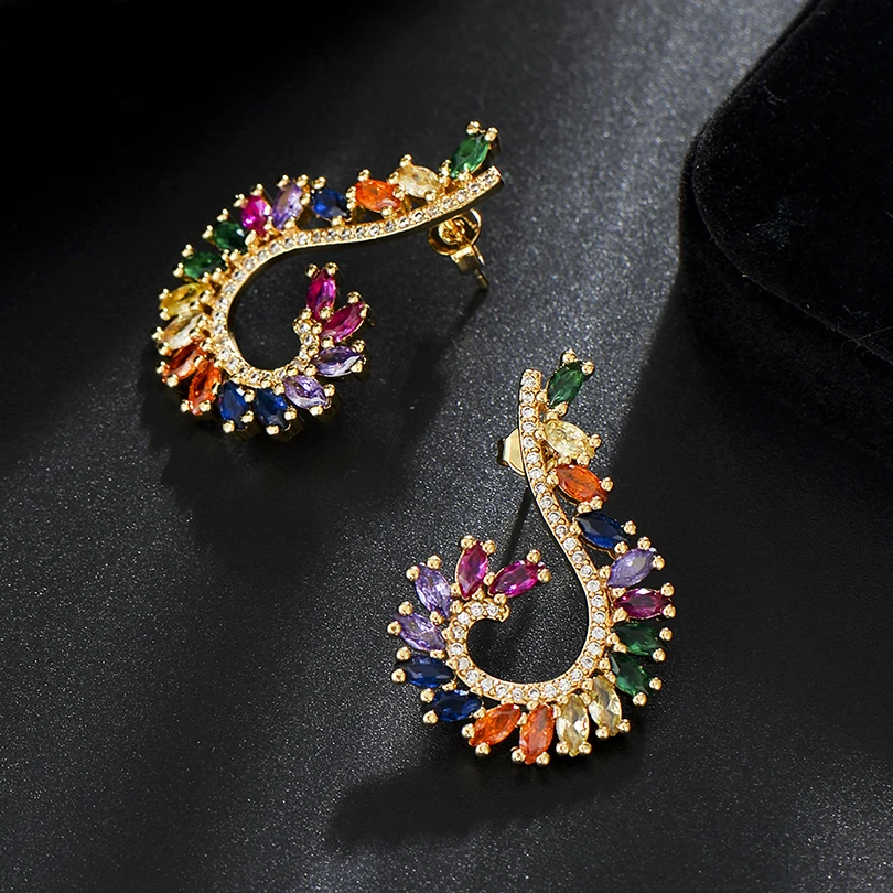 Pipitree бренд AAA Marquise CZ циркониевые листья ветка цветок серьги гвоздики