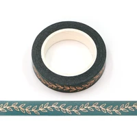 new 1pc 10mm x 10m gold foil leaf green washi tape scrapbook paper masking adhesive christmas washi tape stickers