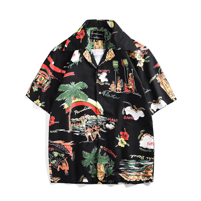 

2021 New Arrivals Hawaiian Short Sleeve Shirt Men Summer Floral Casual Beach Luxury Tops Shirts Korean Clothes Roupas Masculinas