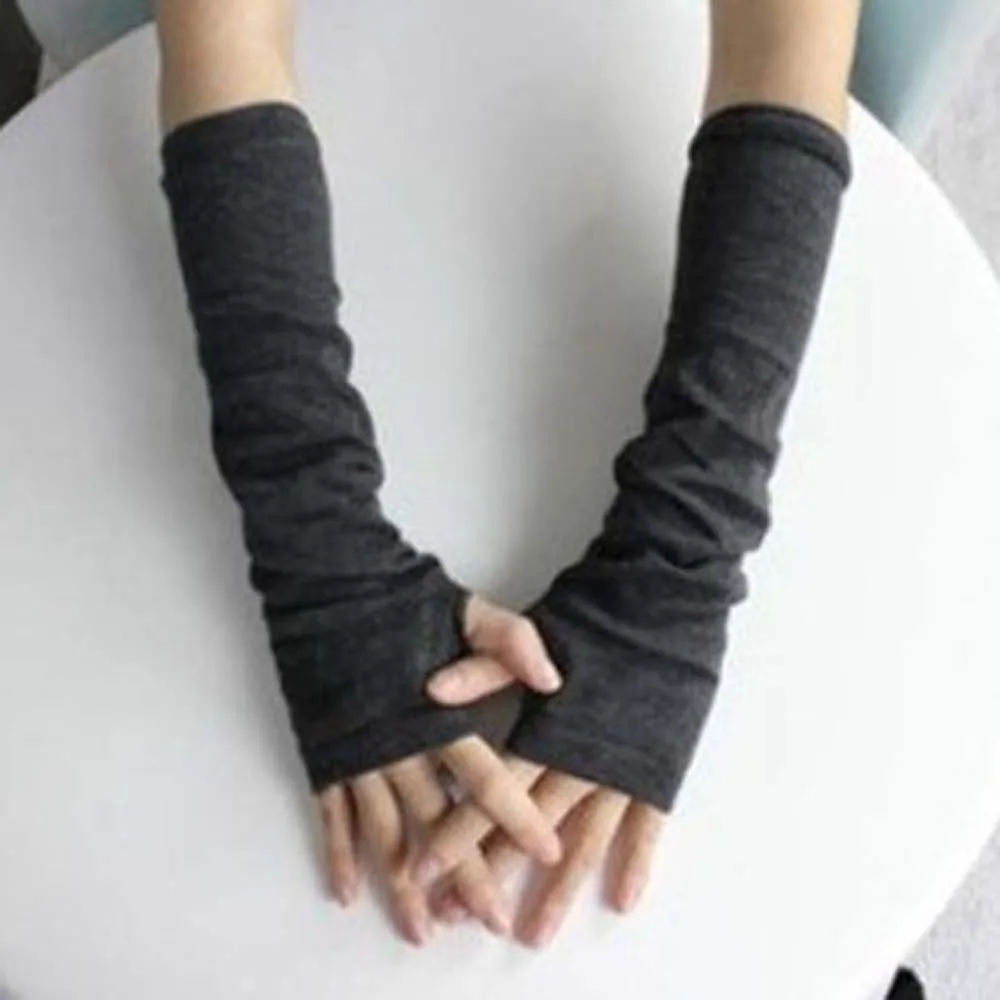 

1 Pair Soft Stretchy Wrist Arm Hand Warmer Knitted Mittens Women Winter Long Fingerless Gloves Elastic Warm Gloves