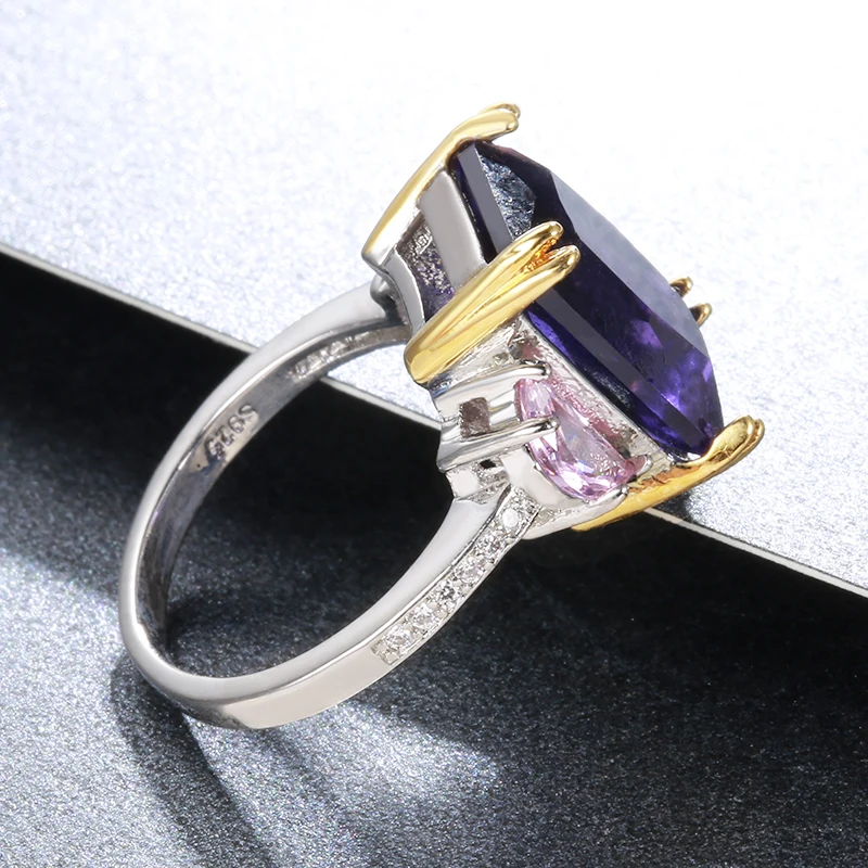 

Wong Rain Vintage 925 Sterling Silver Amethyst Sapphire Gemstone Wedding Engagement Ring Fine Jewelry Wholesale Drop Shipping