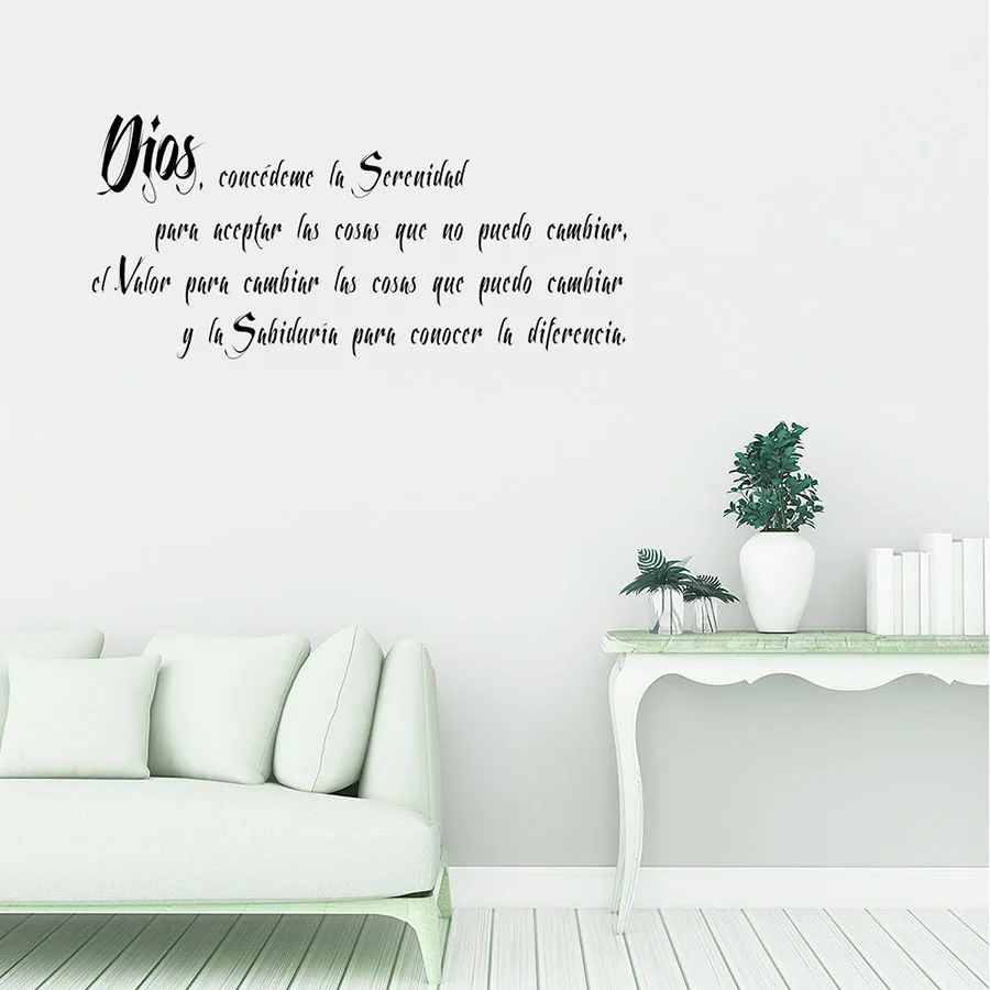 Испанский Молитва о душевном спокойствии наклейка на стене Цитата Надписи