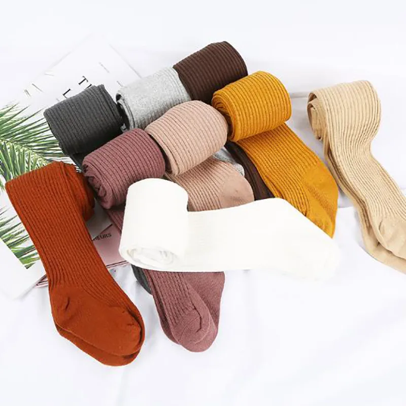 Теплые колготки в рубчик для девочек от 0 до 4 лет однотонные карамельных цветов