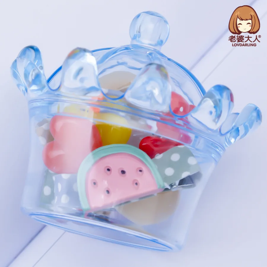 

New Cute Children's Canned Hairpin Hair Band Combination Crown Packaging High Elastic Rubber Band Tie-up Jewelry