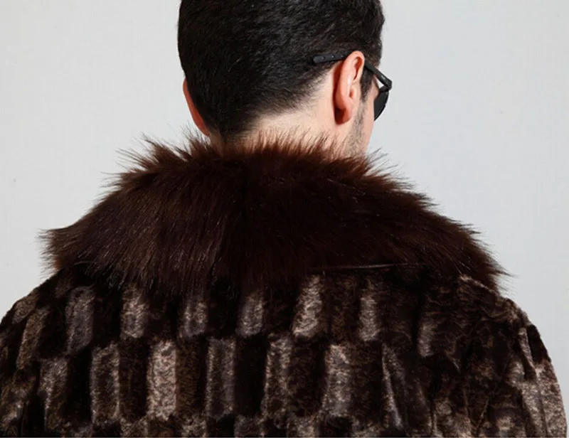 Мужская зимняя шуба из искусственного меха Повседневная Длинная коричневая