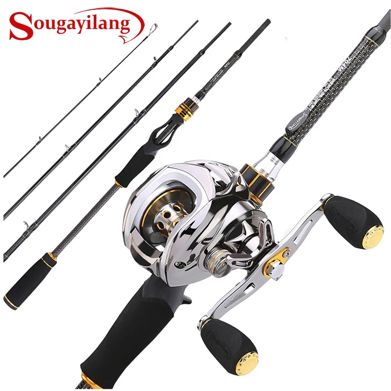 SOUGAYILANG BAITCAST ROD REEL COMBO PORTABLE 4 SECTION M POWER CASTING FISHING POLE WITH 11+1BB BAITCASTING KIT ON - ПЕРЕНОСНАЯ УДОЧКА С КАТУШКОЙ SOUGAYILANG BAITCAST, 4 СЕКЦИИ, С ИНСТРУКЦИЕЙ ПО БЕЙТКАСТИНГУ, МОЩНОСТЬ M, 11+1BB.