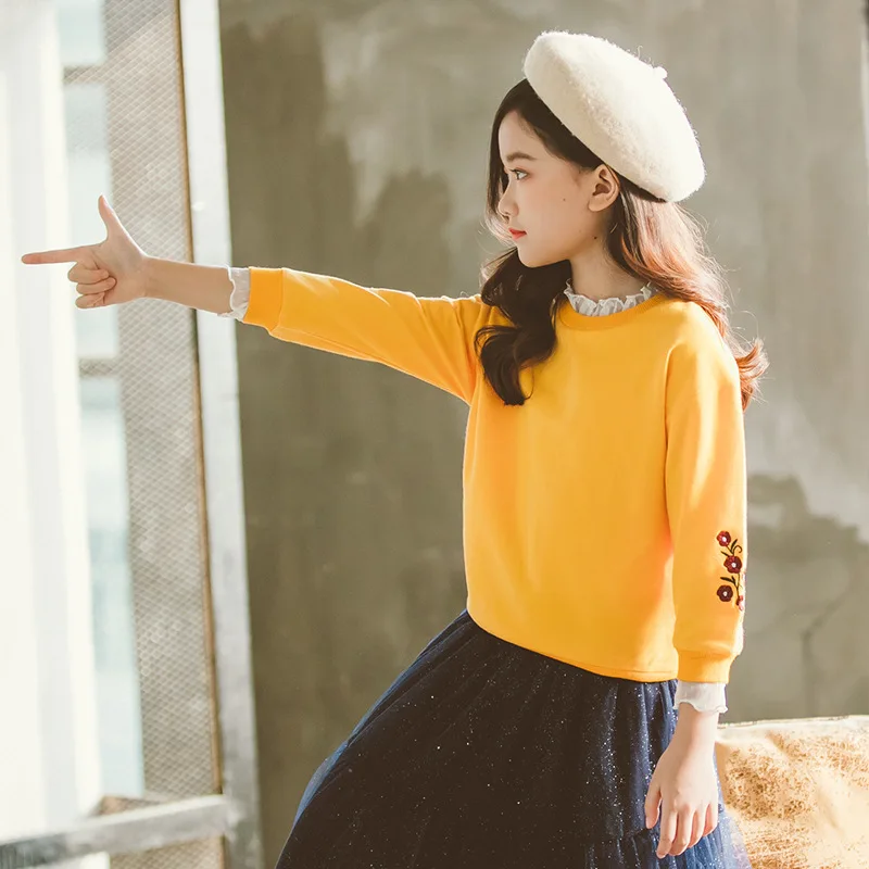 Толстовки для девочек Новинка 2019 года сезон весна осень пальто с цветочной