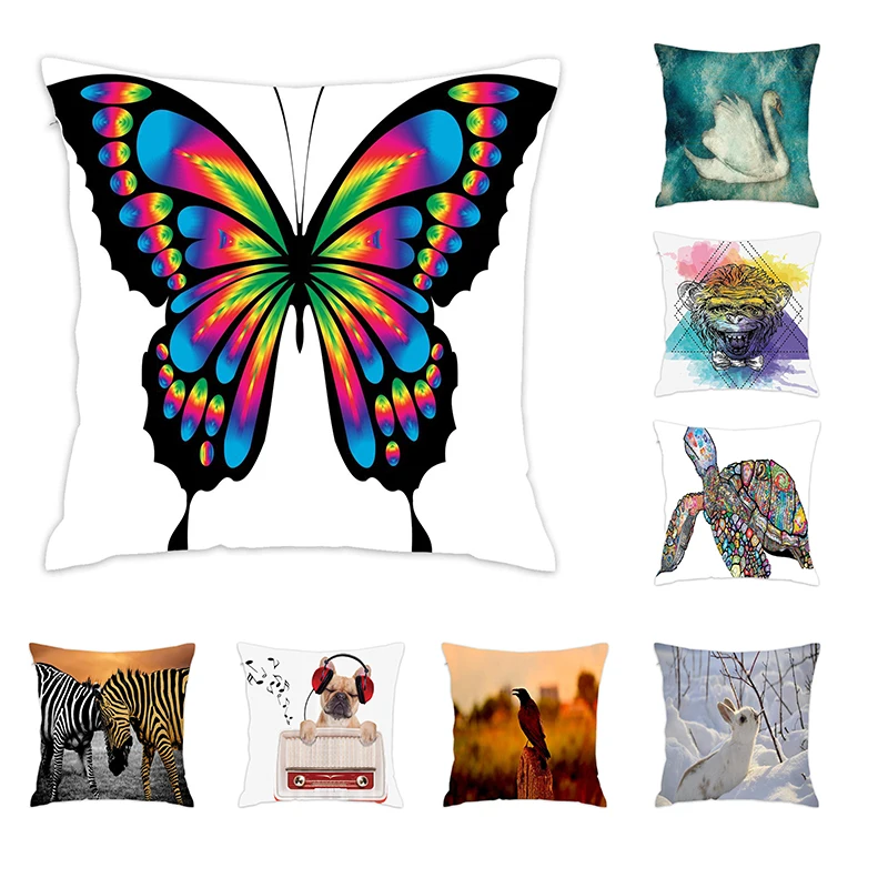 

[Douladou] Butterfly Animal Theme Zebra Picture Pillowcase For Childroom Soft Sleeping 100% Percale Cotton Seat Cushion Cover