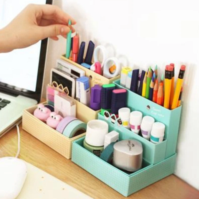 

2021 New Paper Board Storage Box Desk Decor Stationery Makeup Cosmetic Case Organizer DIY