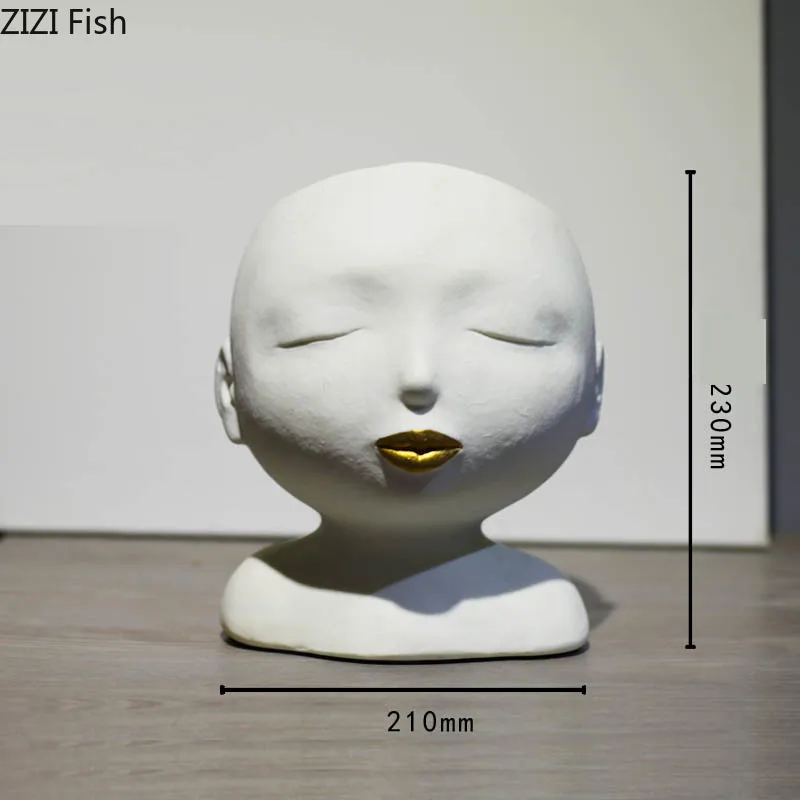 

Simple and modern Resin Human head Smiley vase Art flower arrangement Doll sculpture flower pot Potted Home garden decoration