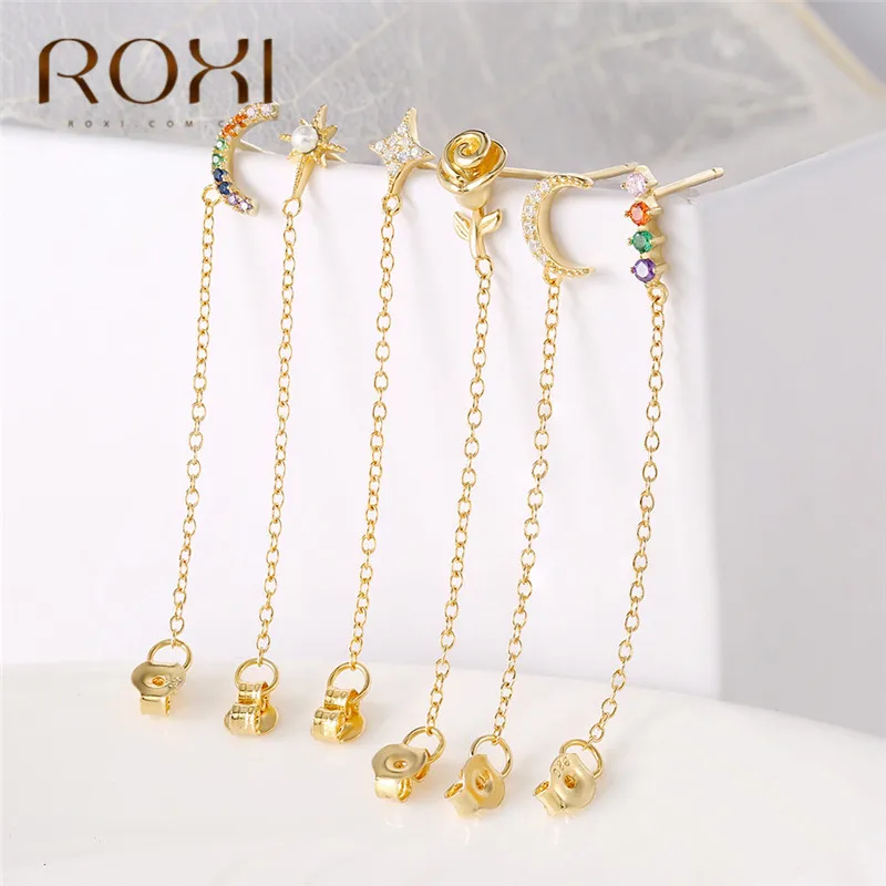 Женские серьги подвески ROXI вечерние из стерлингового серебра 925 пробы с розовым