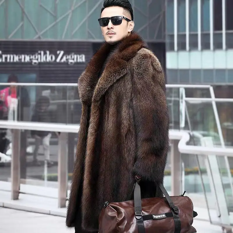 

Mink fur coat men's whole mink autumn and winter new thick mid-length Haining large size men's