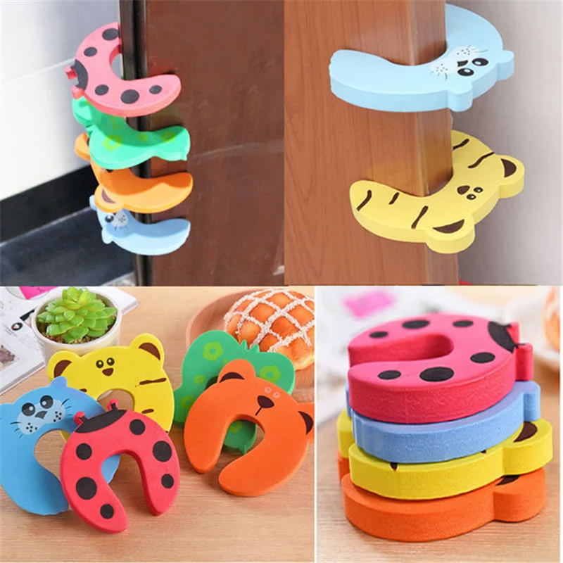

8Pcs/Lot Children Safety Cartoon Door Clamp Pinch Hand Security Stopper Cute Animal Baby Safety Door Stopper Clip Security Child