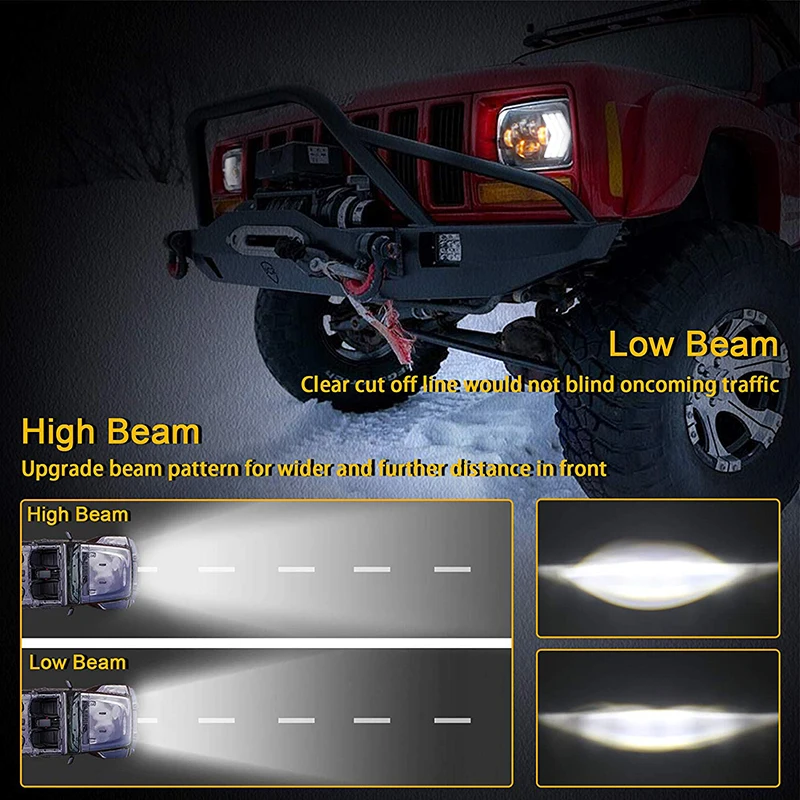 

Latest Off Road 5X7 Inch Rectangular Truck LED Headlight 12v Arrow Red Back Light Turn Signal Led Headlamp For Jeep