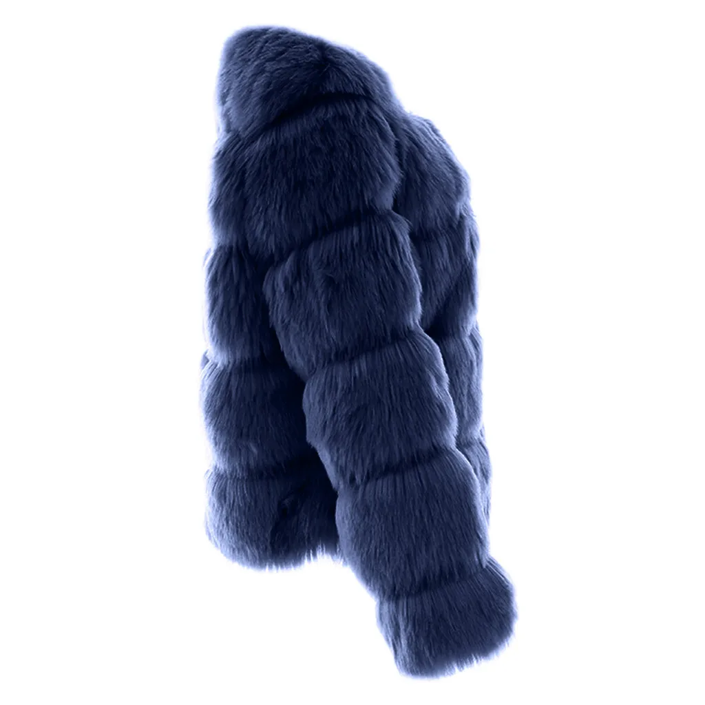 Пальто из искусственного меха Женская шерстяная куртка с длинным рукавом и