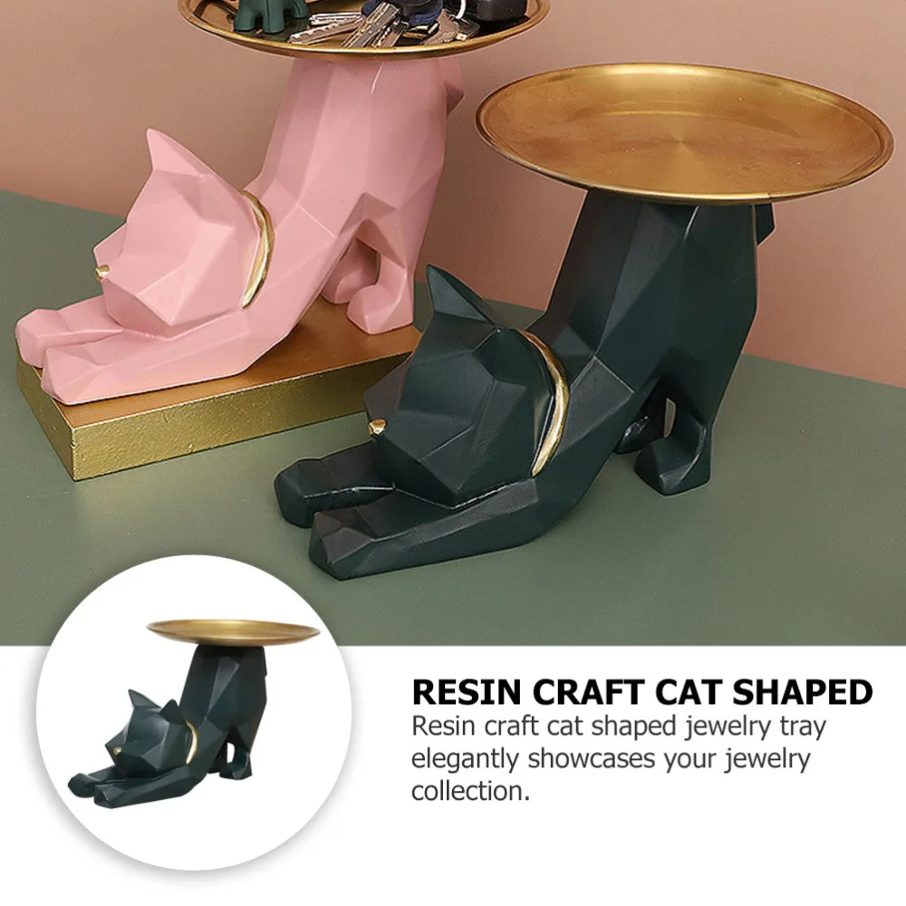 

1Pc Household Key Plate Cat Model Storage Plate Artistic Adornment (Black)