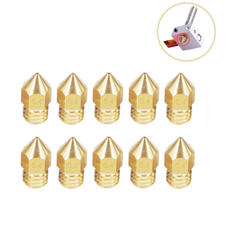 

5pcs MK8 Nozzle 0.4mm 0.3mm 0.2mm 0.5mm Copper 3D Printers Parts Extruder Threaded 1.75mm 3.0mm Filament Head Brass Nozzles Part